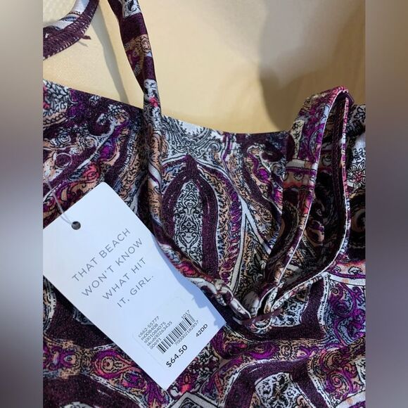 NWT LANE BRYANT Paisley SWIM BY CACIQUE. Top size 42 DD and Bottom size 18 - Picture 13 of 16